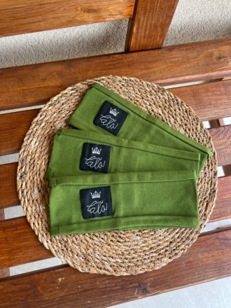 Úplet ŠUĽKY čelenka - jednofarebná - machová - LEN DO VYPREDANIA ZÁSOB