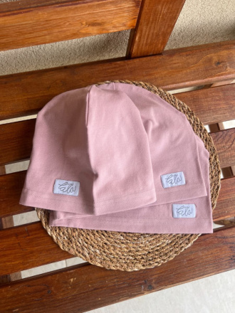 Úpletová šmolko čiapka - jednofarebná - svetlá staroružová