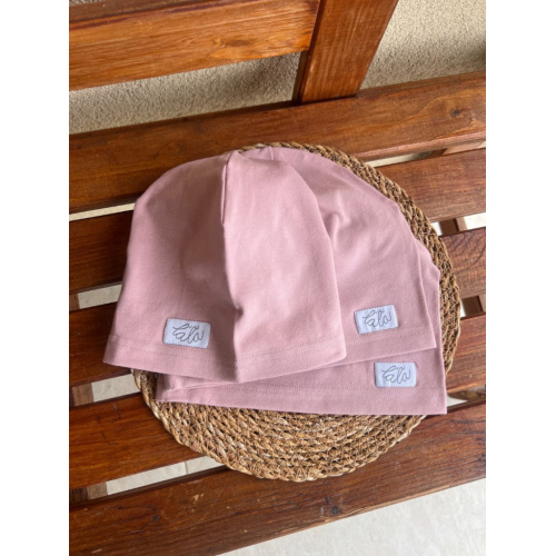 Úpletová šmolko čiapka - jednofarebná - svetlá staroružová