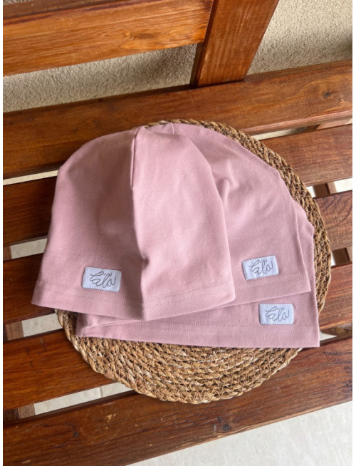 Úpletová šmolko čiapka - jednofarebná - svetlá staroružová