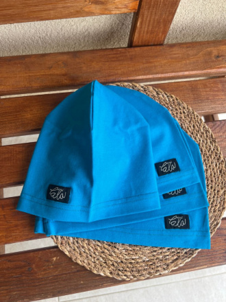 Úpletová šmolko čiapka - jednofarebná - tmavý tyrkys - LEN DO VYPREDANIA ZÁSOB