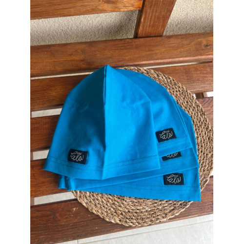 Úpletová šmolko čiapka - jednofarebná - tmavý tyrkys - LEN DO VYPREDANIA ZÁSOB