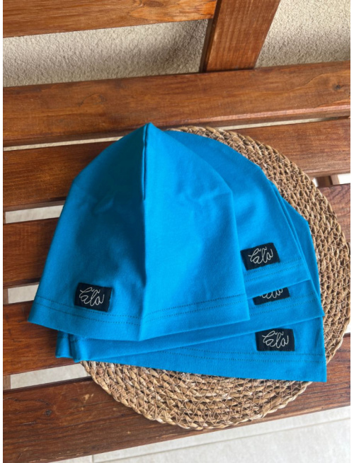Úpletová šmolko čiapka - jednofarebná - tmavý tyrkys - LEN DO VYPREDANIA ZÁSOB