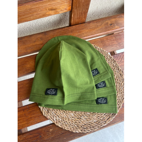 Úpletová šmolko čiapka - jednofarebná - machová - LEN DO VYPREDANIA ZÁSOB