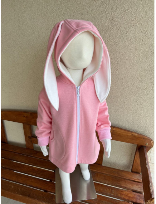 Rastúci kabátik - DOMI s uškami - kabátovina - púdrová - POSLEDNÝ KUS