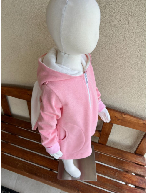 Rastúci kabátik - DOMI s uškami - kabátovina - púdrová - POSLEDNÝ KUS