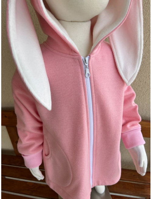 Rastúci kabátik - DOMI s uškami - kabátovina - púdrová - POSLEDNÝ KUS