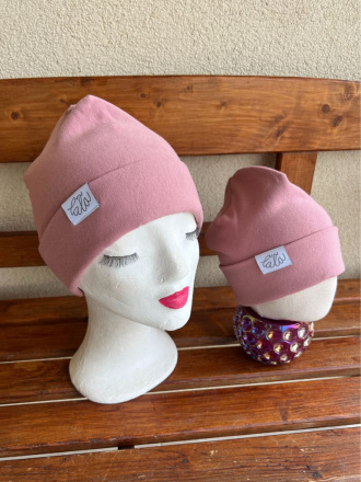 Parma čiapka s vyhnutým lemom - dvojvrstvová - staroružová