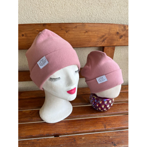 Parma čiapka s vyhnutým lemom - dvojvrstvová - staroružová