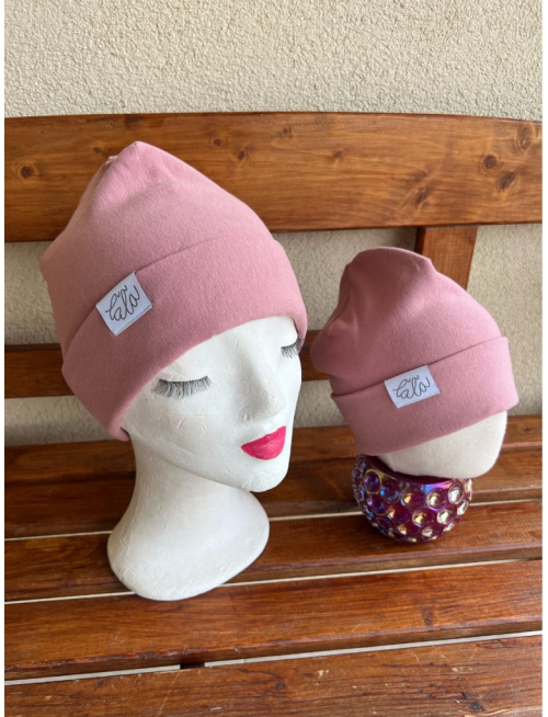 Parma čiapka s vyhnutým lemom - dvojvrstvová - staroružová