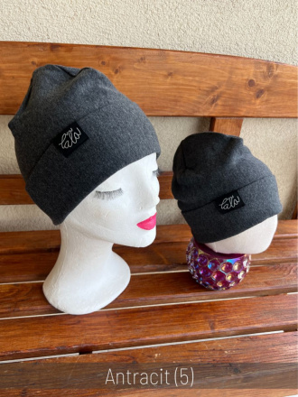 Parma čiapka s vyhnutým lemom - dvojvrstvová - antracit