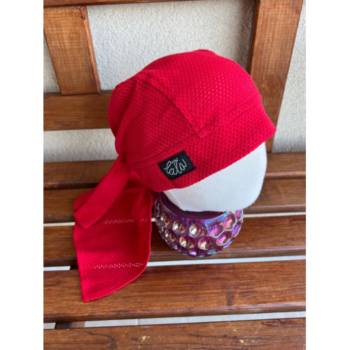 Pirátka bez šiltu na viazanie - dierková - červená - LEN DO VYPREDANIA ZÁSOB