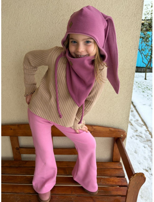 Warmkeeper ušiačka podšitá warmkeeprom POLAR - dvojvrstvová - ZAJAČIK - tmavá staroružová