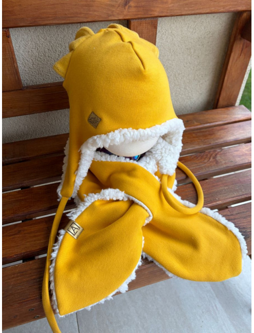 Warmkeeper ušiačka podšitá barančekom - dvojvrstvová - MAČKA/LÍŠKA/VLK - žltá