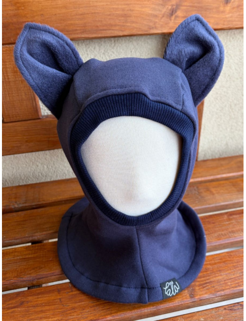 Warmkeeper kukla s uškami -  MAČKA/LÍŠKA/VLK - temná modrá