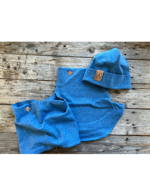 Žíhaná čiapka s vyhnutým lemom - kobaltová - POSLEDNÝ KUS