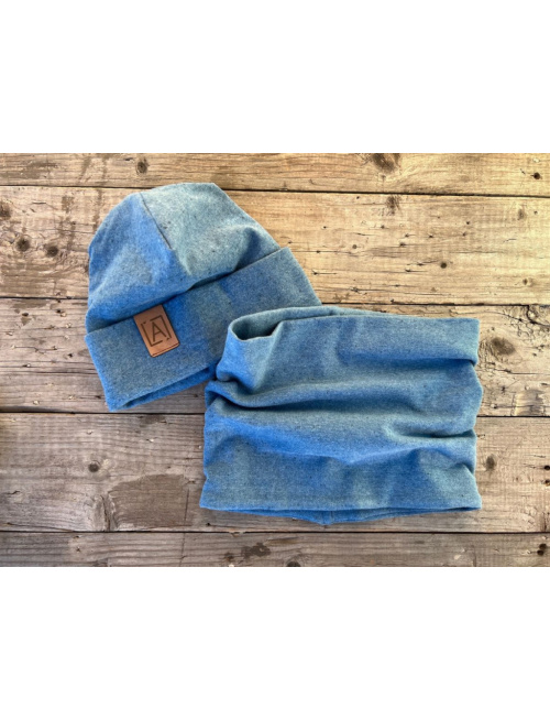 Žíhaná čiapka s vyhnutým lemom - kobaltová - POSLEDNÝ KUS