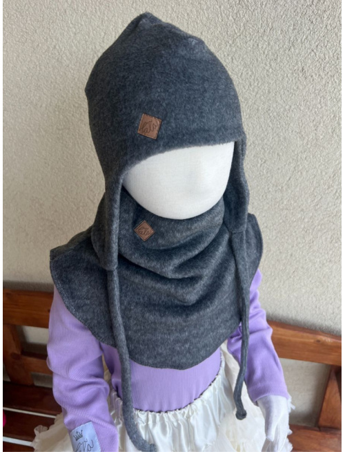 SET - Warmkeeper ušiačka POLAR dvojvrstvová + tvarovaný POLAR nákrčník - Tmavý antracit melír - LEN DO VYPREDANIA