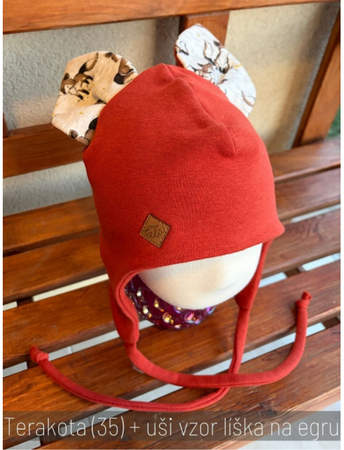 Warmkeeper ušiačka podšitá warmkeeprom POLAR so vzorovanými uškami - dvojvrstvová - MAČKA/LÍŠKA/VLK