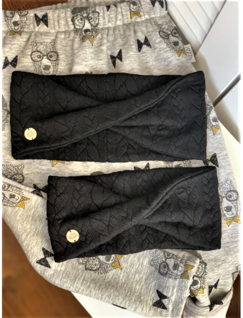 Vrkočová preklopená čelenka ČIERNA