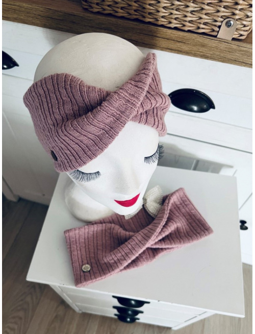 Preklopená svetrová čelenka Deluxe STARORUŽOVÁ