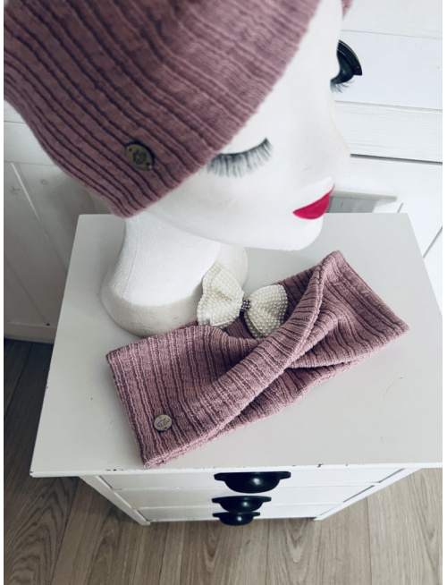 Preklopená svetrová čelenka Deluxe STARORUŽOVÁ