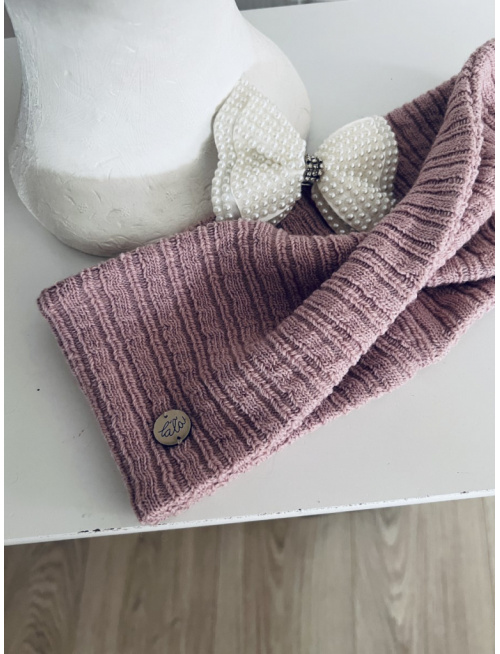 Preklopená svetrová čelenka Deluxe STARORUŽOVÁ