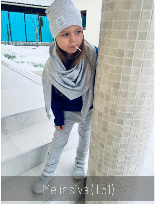 Šatka tepláková jednofarebná EXTRA MAXI - melír sivá