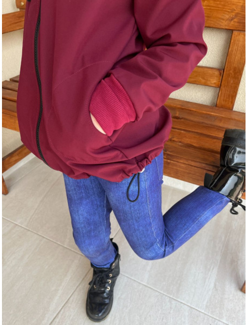 Softshell bunda/parka s rastúcou manžetou - jar/JESEŇ - bordová - POSLEDNÝ KUS