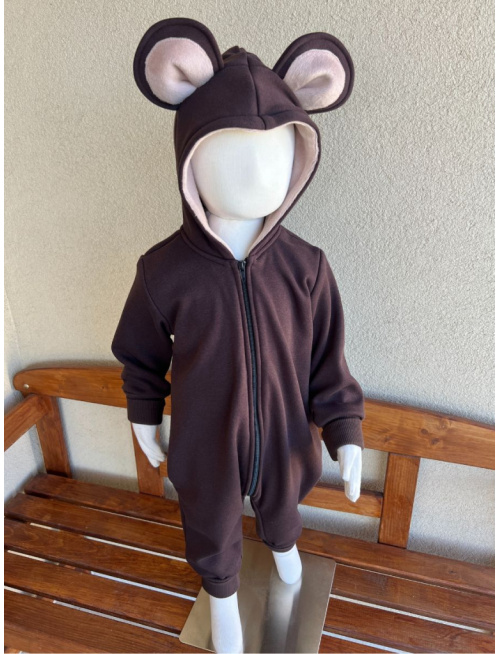 Overal - warmkeeper - MACKO - čokoládová s capučíno ušami