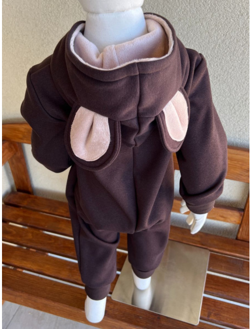 Overal - warmkeeper - MACKO - čokoládová s capučíno ušami