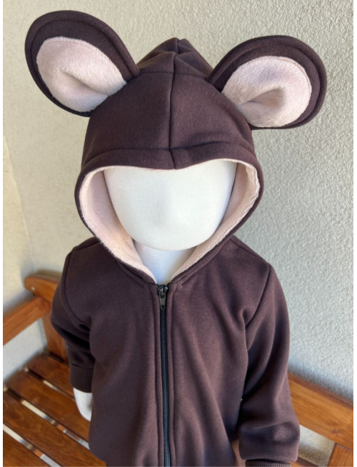 Overal - warmkeeper - MACKO - čokoládová s capučíno ušami