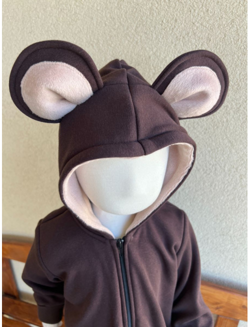 Overal - warmkeeper - MACKO - čokoládová s capučíno ušami