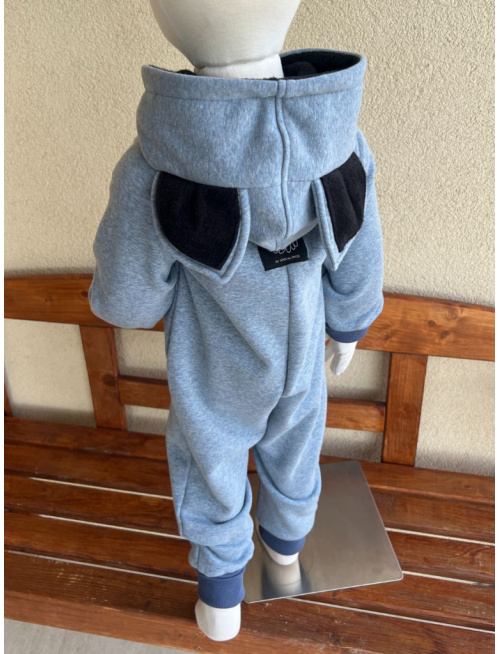 Overal - warmkeeper - MAČKA/LÍŠKA/VLK - melír modrá