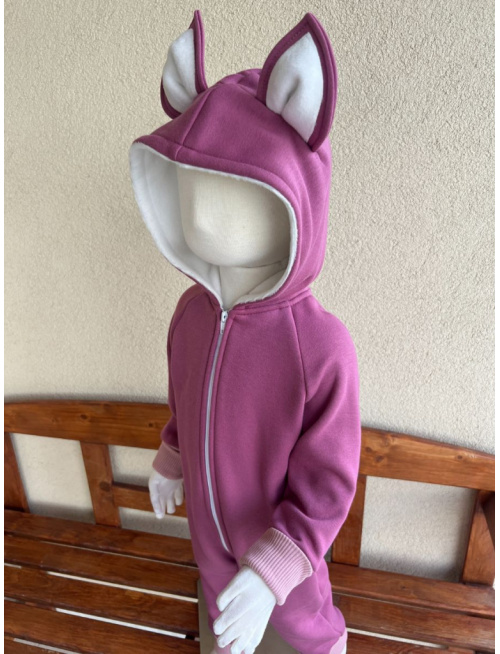 Overal - warmkeeper - MAČKA/LÍŠKA/VLK - tmavá staroružová