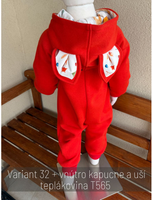 Overal - warmkeeper - MAČKA/LÍŠKA/VLK - tehlová + vzor