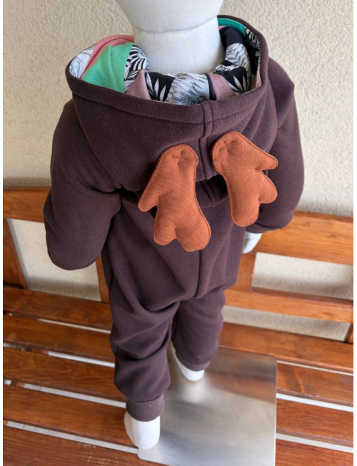 Overal - warmkeeper - JELEŇ - čokoládová + vzor