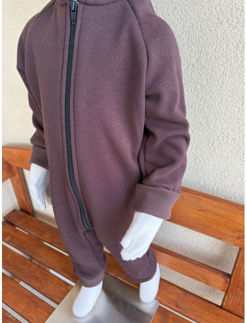 Overal - warmkeeper - JELEŇ - čokoládová + vzor