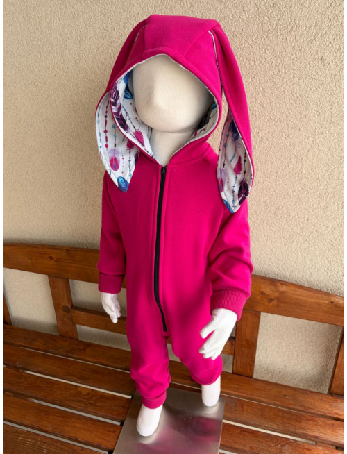 Overal - warmkeeper - ZAJAČIK - fuchsia + vzor 
