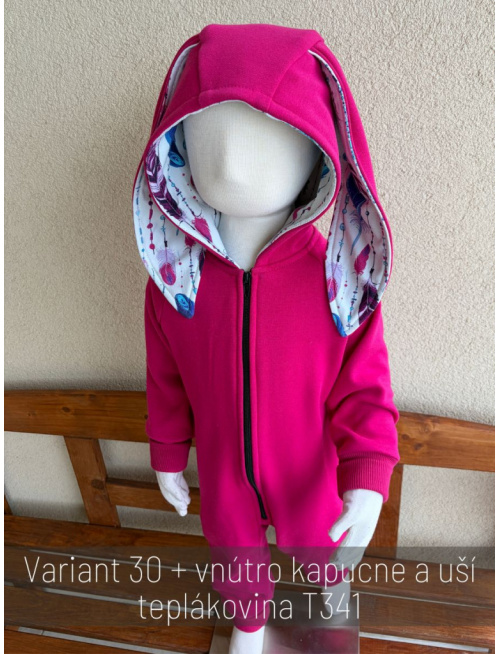 Overal - warmkeeper - ZAJAČIK - fuchsia + vzor 