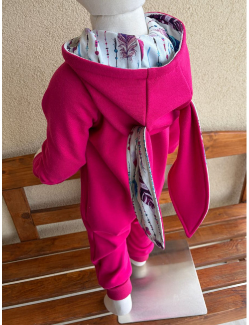 Overal - warmkeeper - ZAJAČIK - fuchsia + vzor 