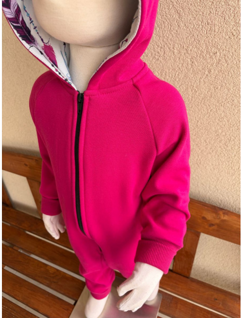 Overal - warmkeeper - ZAJAČIK - fuchsia + vzor 