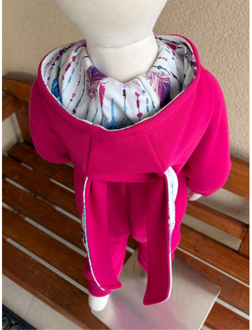 Overal - warmkeeper - ZAJAČIK - fuchsia + vzor 