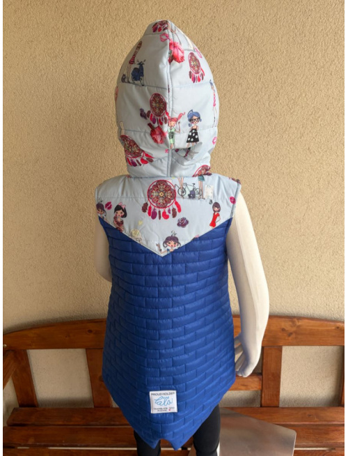 Rastúca vesta so stojačikovou kapucňou - DOMI - kombinovaná - POSLEDNÝ KUS