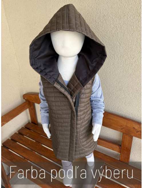 Rastúca vesta so šikmozipsom - prešivák podšitý podšívkou - ALEX