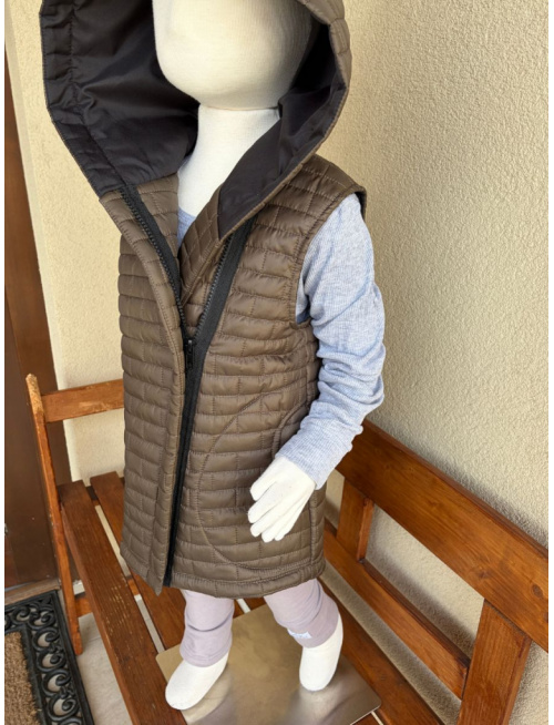 Rastúca vesta so šikmozipsom - prešivák podšitý podšívkou - ALEX