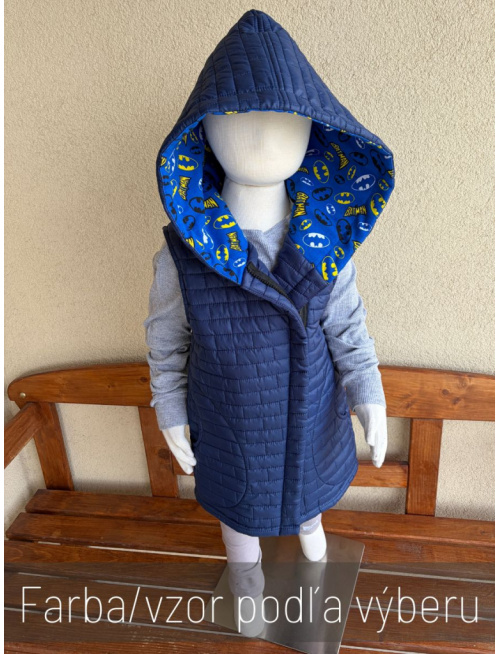 Rastúca vesta so šikmozipsom - prešivák podšitý teplákovinou - ALEX