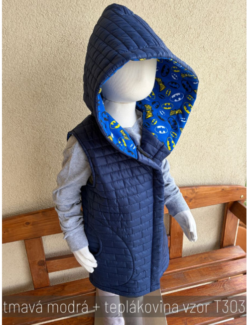 Rastúca vesta so šikmozipsom - prešivák podšitý teplákovinou - ALEX