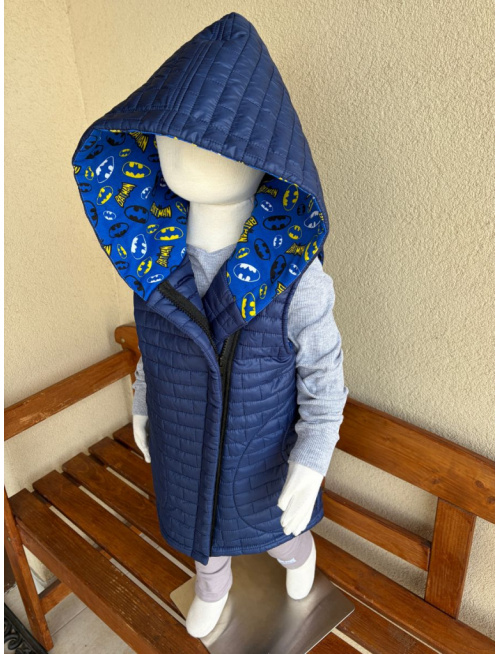 Rastúca vesta so šikmozipsom - prešivák podšitý teplákovinou - ALEX