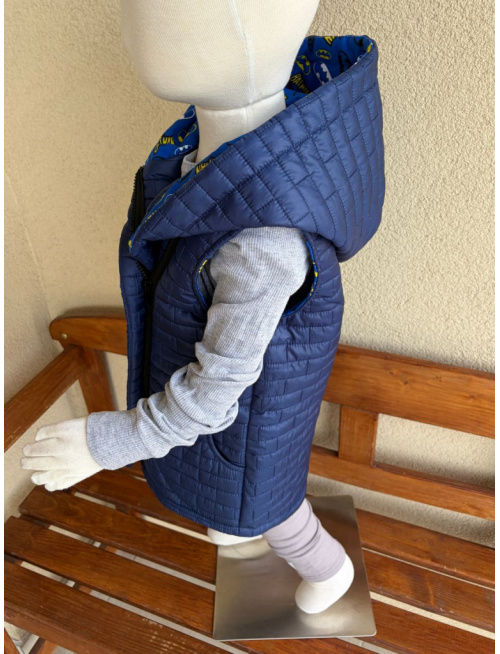 Rastúca vesta so šikmozipsom - prešivák podšitý teplákovinou - ALEX